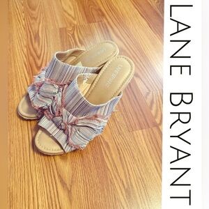 Lane Bryant Women's Striped Wedge Sandals - Pink and Cream